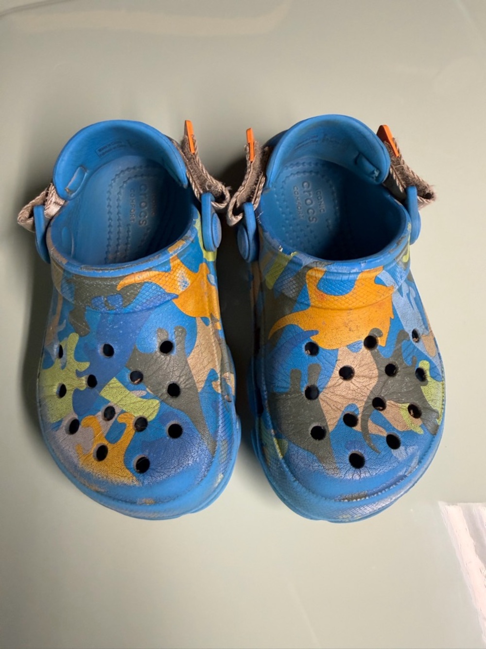CROCS Kids Blue & Orange Camo Classic Clog